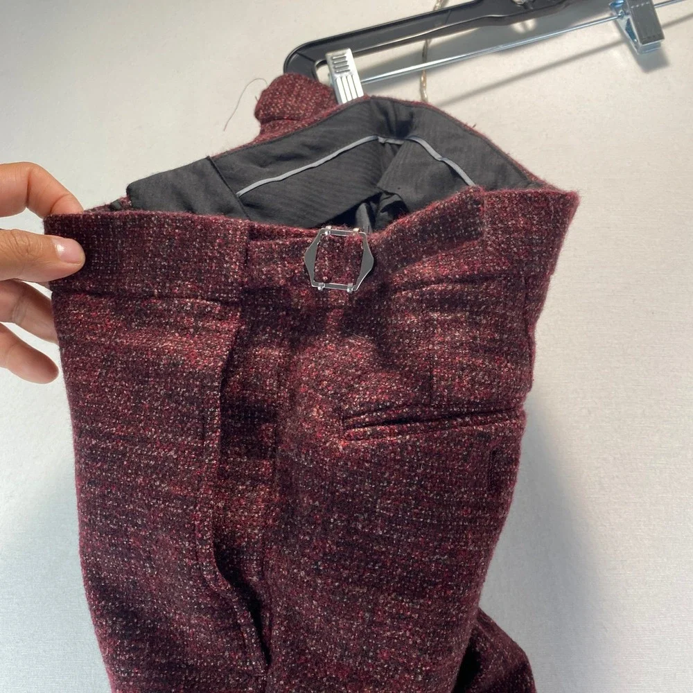Indochino Sports Coat Mens 38R 30x30 Burgundy Wool Blend Paisley Lining Textured